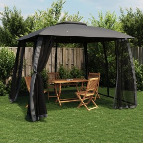 Double-roof gazebo with anthracite steel mesh walls, 2.93x2.93 m by , Tents and gazebos - Ref: Foro24-368449, Price: 238,82 €...