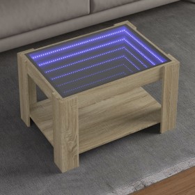 Wohnzimmertisch und LED-Beleuchtung aus Sonoma-Eichenfurnierholz, 73x53x45 cm. von , Couchtisch - Ref: Foro24-847548, Preis: ...