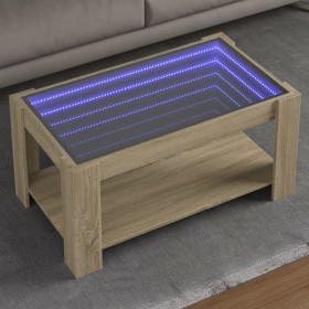 Couchtisch und LED-Beleuchtung aus Sonoma-Eichenfurnierholz, 93x53x45 cm. von , Couchtisch - Ref: Foro24-847555, Preis: 149,7...