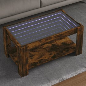 Center table and LED smoked oak engineered wood 93x53x45cm by , Coffee table - Ref: Foro24-847557, Price: 149,99 €, Discount: %