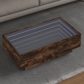 Mesa de centro y LED madera ingeniería roble ahumado 90x50x30cm de , Mesas de centro - Ref: Foro24-847522, Precio: 151,99 €, ...