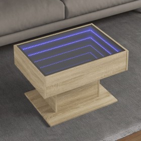 Mesa de centro y LED madera ingeniería roble Sonoma 70x50x45 cm de , Mesas de centro - Ref: Foro24-847534, Precio: 138,99 €, ...