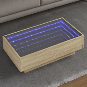 Mesa de centro y LED madera ingeniería roble Sonoma 90x50x30 cm de , Mesas de centro - Ref: Foro24-847520, Precio: 151,99 €, ...