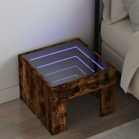 Bedside table with Infinity LED smoked oak 40x40x30 cm by , Nightstands - Ref: Foro24-3284074, Price: 69,48 €, Discount: %