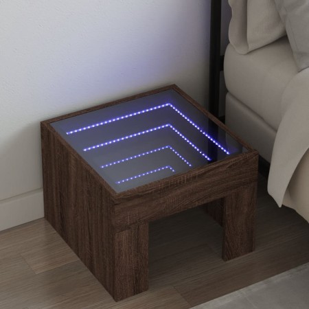 Mesita de noche con Infinity LED marrón roble 40x40x30 cm de , Mesitas de noche - Ref: Foro24-3284076, Precio: 71,77 €, Descu...