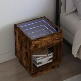 Mesita de noche con Infinity LED marrón roble 40x40x50 cm de , Mesitas de noche - Ref: Foro24-3284083, Precio: 80,54 €, Descu...