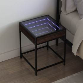 Mesita de noche con Infinity LED marrón roble 40x40x51 cm de , Mesitas de noche - Ref: Foro24-3284095, Precio: 75,99 €, Descu...