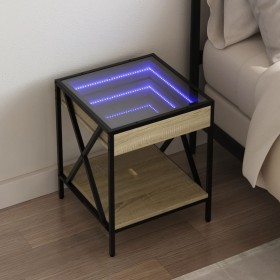 Bedside table with Infinity LED Sonoma oak 40x40x49 cm by , Nightstands - Ref: Foro24-3284097, Price: 72,76 €, Discount: %