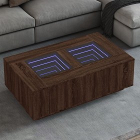 Mesa de centro con Infinity LED marrón roble 116x69x40 cm de , Mesas de centro - Ref: Foro24-3284062, Precio: 215,07 €, Descu...