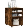 Side table with wheels made of smoked oak wood, 55x60x78cm. by , Filing cabinets - Ref: Foro24-853159, Price: 87,73 €, Discou...