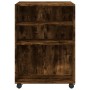 Side table with wheels made of smoked oak wood, 55x60x78cm. by , Filing cabinets - Ref: Foro24-853159, Price: 87,73 €, Discou...