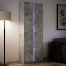 Aparador con LED madera ingeniería gris hormigón 74x32,5x200 cm de , Aparadores - Ref: Foro24-3307894, Precio: 199,99 €, Desc...