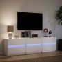 TV stand with LED lights, engineered wood, white, 180x34x50 cm by , TV Furniture - Ref: Foro24-3307926, Price: 190,22 €, Disc...