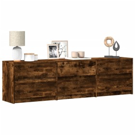 LED TV stand in smoked oak engineered wood, 180x34x50 cm by , TV Furniture - Ref: Foro24-3307930, Price: 183,87 €, Discount: %