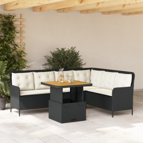 Gartensofagarnitur 2-teilig mit schwarzen Polstern aus synthetischem Rattan von , Gartensets - Ref: Foro24-3262079, Preis: 43...