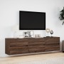 Wall-mounted TV unit with LED in brown oak, 180x31x45 cm. by , TV Furniture - Ref: Foro24-3307939, Price: 180,97 €, Discount: %