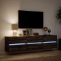 Wall-mounted TV unit with LED in brown oak, 180x31x45 cm. by , TV Furniture - Ref: Foro24-3307939, Price: 180,97 €, Discount: %