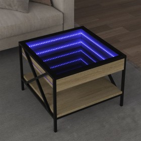 Mesa de centro con Infinity LED roble Sonoma 50x50x38 cm de , Mesas de centro - Ref: Foro24-847698, Precio: 87,01 €, Descuent...