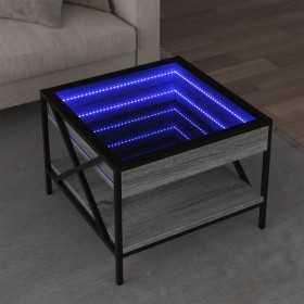 Coffee table with Infinity LED Sonoma gray 50x50x38 cm by , Coffee table - Ref: Foro24-847700, Price: 89,99 €, Discount: %