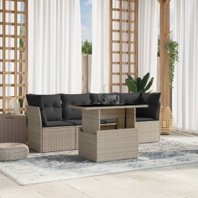 Gartensofa-Set und Kissen, 5-teilig, aus hellem grauem Kunst-Rattan. von , Gartensets - Ref: Foro24-3266352, Preis: 412,99 €,...