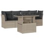 Gartensofa-Set und Kissen, 5-teilig, aus hellem grauem Kunst-Rattan. von , Gartensets - Ref: Foro24-3266352, Preis: 431,52 €,...