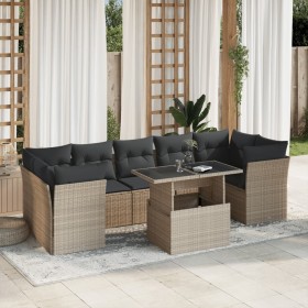 Garden sofa set 8 pieces and gray synthetic rattan cushions by , Garden sets - Ref: Foro24-3266402, Price: 635,99 €, Discount: %