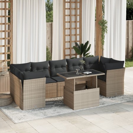 Set de sofás de jardín 8 pzas y cojines ratán sintético gris de , Conjuntos de jardín - Ref: Foro24-3266402, Precio: 650,64 €...