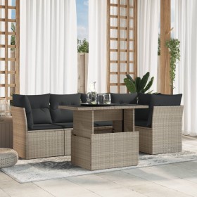 Garden sofa set 6 pieces and gray synthetic rattan cushions by , Garden sets - Ref: Foro24-3266572, Price: 519,17 €, Discount: %