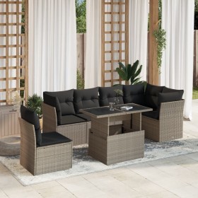 7-piece garden sofa set with light gray PE rattan cushions by , Garden sets - Ref: Foro24-3266622, Price: 550,56 €, Discount: %