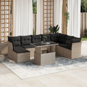 Garden furniture set 9 pieces and light gray synthetic rattan cushions by , Garden sets - Ref: Foro24-3266792, Price: 665,44 ...