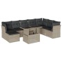 Set muebles jardín 9 pzas y cojines ratán sintético gris claro de , Conjuntos de jardín - Ref: Foro24-3266792, Precio: 665,44...