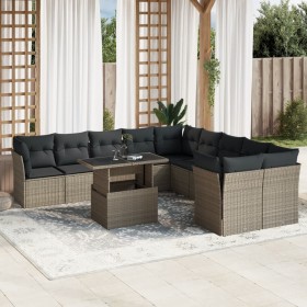 Gartensofagarnitur 11-teilig mit grauen Polstern aus synthetischem Rattan von , Gartensets - Ref: Foro24-3266882, Preis: 822,...