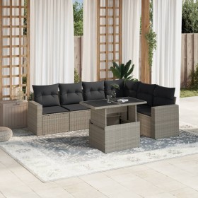 7-piece garden sofa set with light gray PE rattan cushions by , Garden sets - Ref: Foro24-3267302, Price: 554,58 €, Discount: %