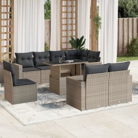 Garden furniture set 9 pieces and light gray synthetic rattan cushions by , Garden sets - Ref: Foro24-3267412, Price: 700,99 ...