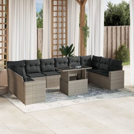 Garden sofa set 11 pieces and gray synthetic rattan cushions by , Garden sets - Ref: Foro24-3267522, Price: 813,41 €, Discoun...