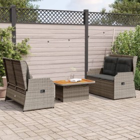 3-teiliges Gartenmöbel-Set und Kissen aus grauem Kunst-Rattan. von , Gartensets - Ref: Foro24-3262748, Preis: 537,46 €, Rabat...