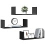 Set of 3 wall shelves made of black engineered wood, 58x18x18 cm. by , Shelves and shelves - Ref: Foro24-853282, Price: 30,99...