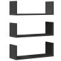 Set of 3 wall shelves made of black engineered wood, 58x18x18 cm. by , Shelves and shelves - Ref: Foro24-853282, Price: 30,99...