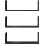 Set of 3 wall shelves made of black engineered wood, 58x18x18 cm. by , Shelves and shelves - Ref: Foro24-853282, Price: 30,99...