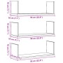 Set of 3 wall shelves made of black engineered wood, 58x18x18 cm. by , Shelves and shelves - Ref: Foro24-853282, Price: 30,99...