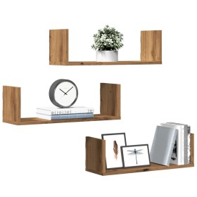 Wall shelves 3 units engineered wood artisian 58x18x18 cm by , Shelves and shelves - Ref: Foro24-853289, Price: 29,60 €, Disc...