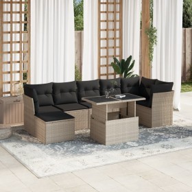 Garden sofa set 8 pieces and gray synthetic rattan cushions by , Garden sets - Ref: Foro24-3266752, Price: 599,99 €, Discount: %