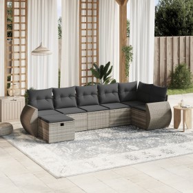 7-piece garden sofa set with light gray PE rattan cushions by , Garden sets - Ref: Foro24-3264128, Price: 510,55 €, Discount: %