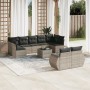 Set sofás jardín 10 pzas con cojines ratán sintético gris claro de , Sofás modulares de exterior - Ref: Foro24-3221831, Preci...