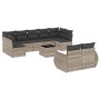 Set sofás jardín 10 pzas con cojines ratán sintético gris claro de , Sofás modulares de exterior - Ref: Foro24-3221831, Preci...