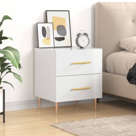 Engineered wood bedside table in glossy white, measuring 40x35x47.5cm. by , Nightstands - Ref: Foro24-827280, Price: 59,77 €,...