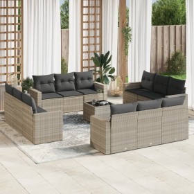 Gartensofagarnitur mit 13-teiligen Kissen aus grauem Kunststoff-Rattan. von , Modulare Sofas für den Außenbereich - Ref: Foro...