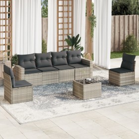 7-piece garden sofa set with light gray PE rattan cushions by , Modular outdoor sofas - Ref: Foro24-3251159, Price: 498,65 €,...