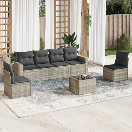 7-piece garden sofa set with light gray PE rattan cushions by , Modular outdoor sofas - Ref: Foro24-3251159, Price: 499,99 €,...