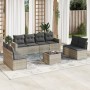 Garden furniture set 9 pieces and light gray synthetic rattan cushions by , Modular outdoor sofas - Ref: Foro24-3251199, Pric...